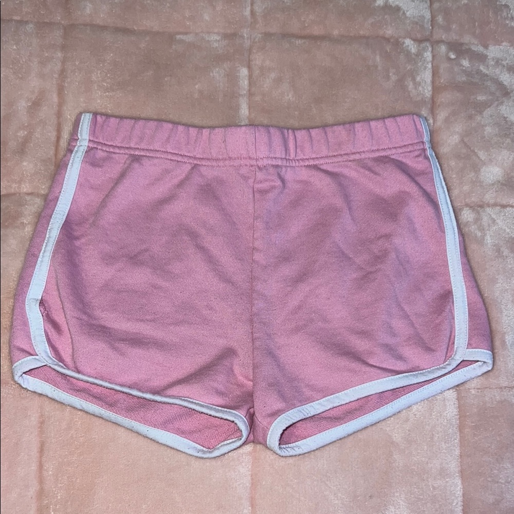 Pink Athletic Shorts with White Trim